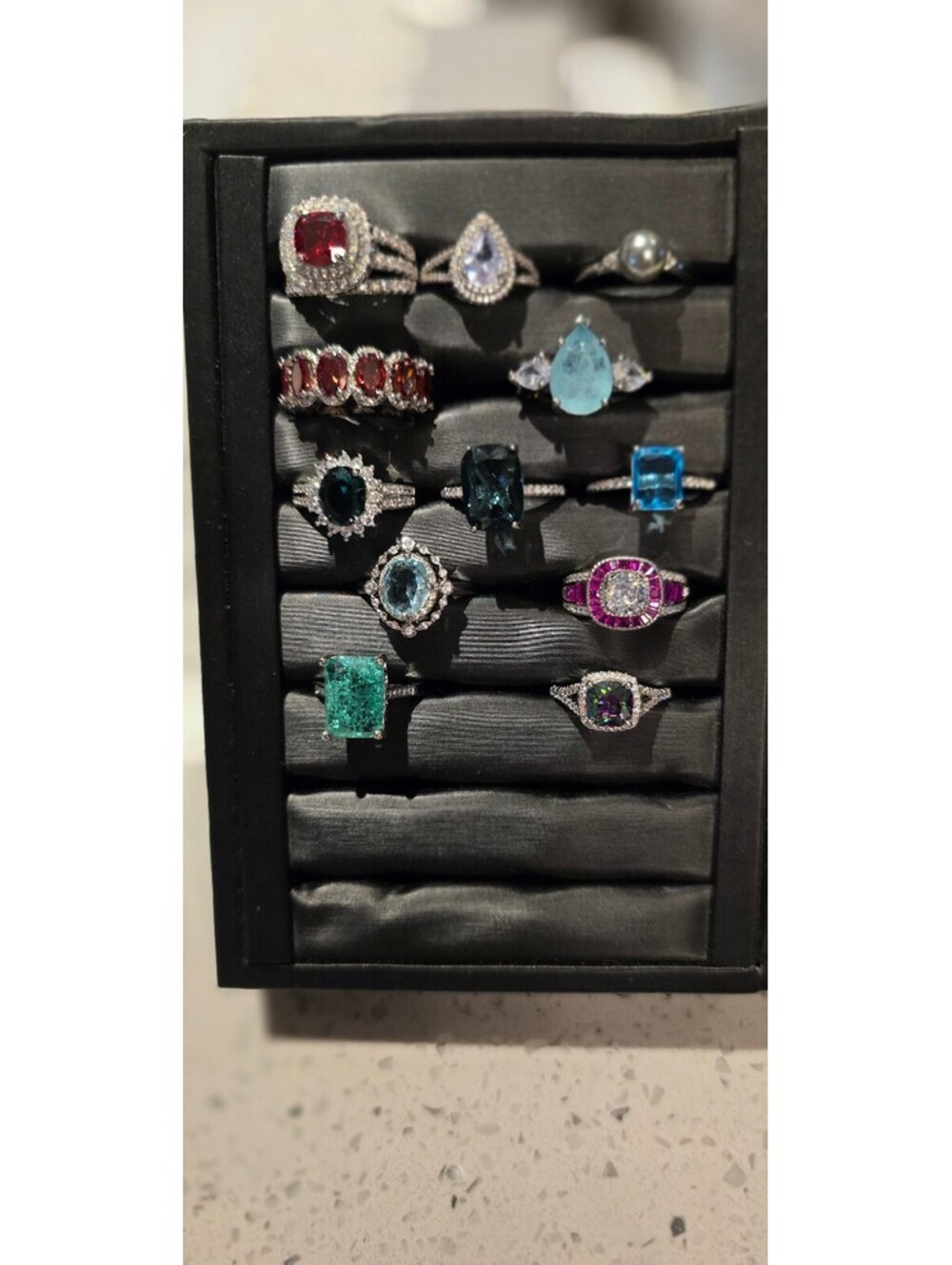Bling! Bling! Lots of Rings 12 total - sz 8 mostly, Silver? Real Stones?